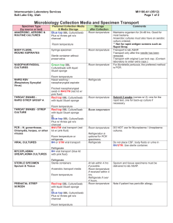 Microbiology Collection Media and Specimen Transport