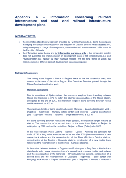 Appendix 6 &ndash; Information concerning railroad infrastructure and road