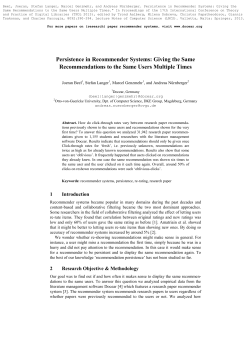 Persistence in recommender systems: giving the same