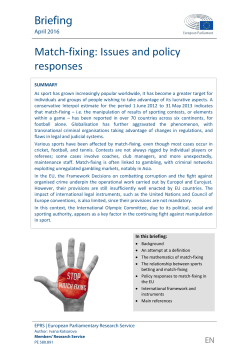 Match-fixing: Issues and policy responses
