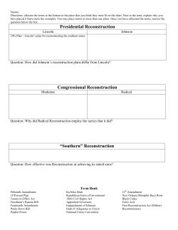 Presidential Reconstruction Congressional Reconstruction