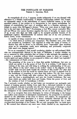THE POSTULATE OF PARADOX . . . Vernon C. Grounds