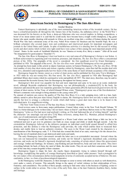 American Society in Hemingway`s The Sun Also Rises