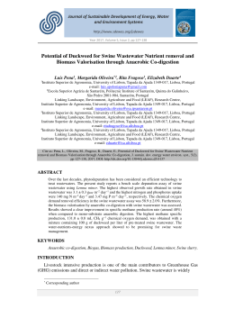 Potential of Duckweed for Swine Wastewater Nutrient removal and