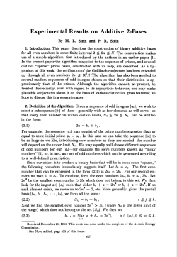 Experimental Results on Additive 2
