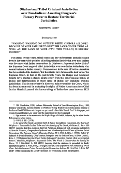Oliphant and Tribal Criminal Jurisdiction over Non