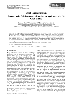 Summer rain fall duration and its diurnal cycle over the US Great