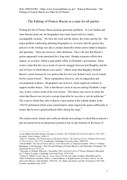 The Editing of Francis Bacon as a man for all parties