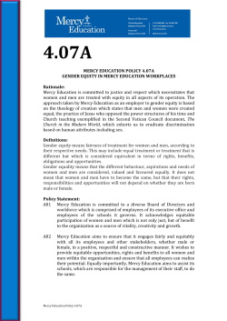 4.07A Policy - Gender Equity in Mercy Education workplaces