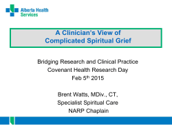 A Clinician`s View of Complicated Spiritual Grief