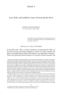 ESSAY 8 Lust, Pride, and Ambition: Isaac Newton
