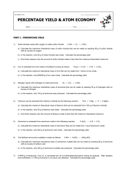Percentage Yield Atom Economy Questions
