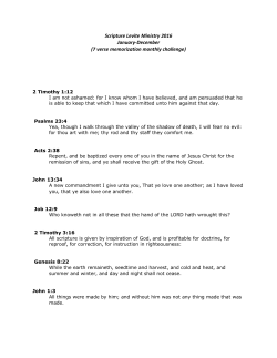 Scripture Levite Ministry 2016 January-December (7 verse