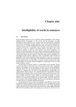 Chapter nine Intelligibility of words in sentences