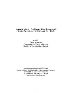 Impact of Intercity Trucking on Urban Environment Greater Toronto