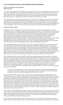 From The Unification Church to the Unification Movement And Back