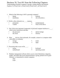 Business 38, Test #01 from the Following Chapters: