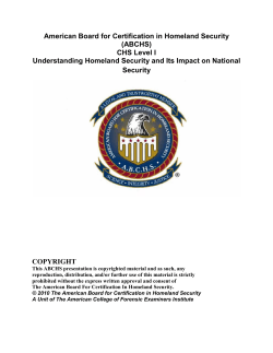 CHS Level I Understanding Homeland Security and Its