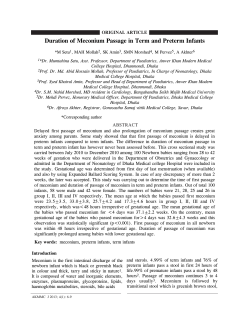 Duration of Meconium Passage in Term and Preterm Infants