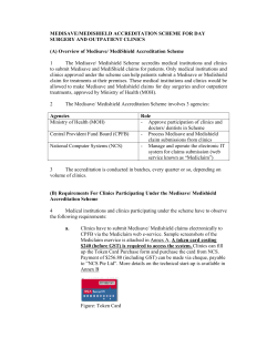 MEDISAVE/MEDISHIELD ACCREDITATION SCHEME FOR DAY
