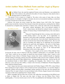 Mary Hallock Foote - Oregon Cultural Heritage Commission