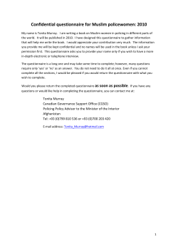 Confidential questionnaire for Muslim policewomen: 2010