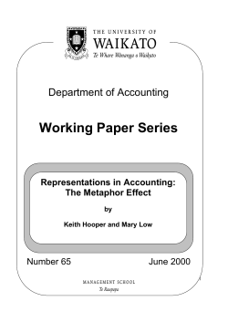 Working Paper Series Representations in