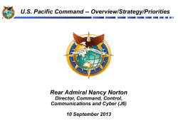 US Pacific Command -- Overview/Strategy/Priorities