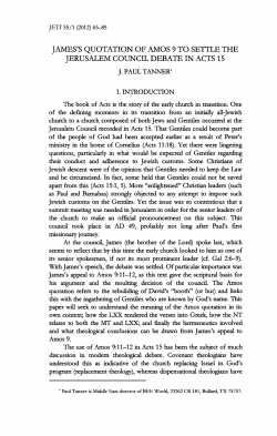 Tanner James`s quotation of Amos 9 to settle the Jerusalem council