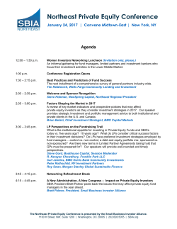 Agenda - Small Business Investor Alliance