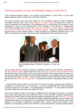 Enduring questions of race and Mandela`s legacy in South Africa