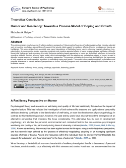 Humor and Resiliency - Europe`s Journal of Psychology
