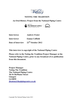NOTING THE TRADITION An Oral History Project from the National