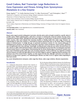 Article Fast Track Good Codons, Bad Transcript