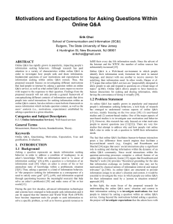 Motivations and Expectations for Asking Questions - IEEE-TCDL