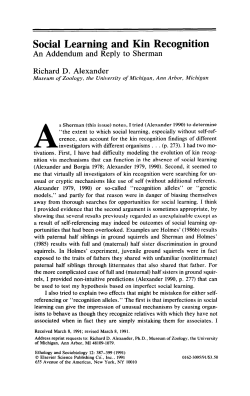 Social Learning and Kin Recognition