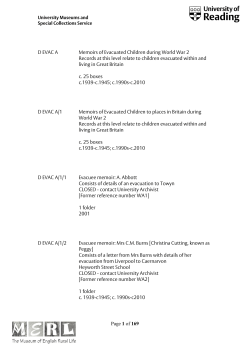 Page 1 of 169 D EVAC A Memoirs of Evacuated Children during