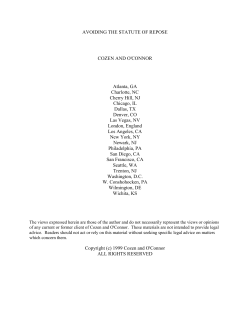 AVOIDING THE STATUTE OF REPOSE COZEN AND O`CONNOR