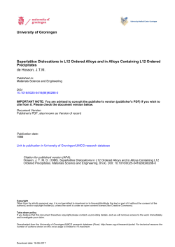 University of Groningen Superlattice Dislocations in L12 Ordered