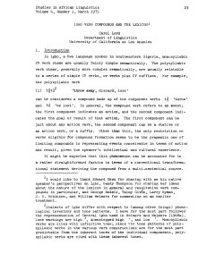 Studies in African Linguistics Volume 6, Number 1, March 1975 1