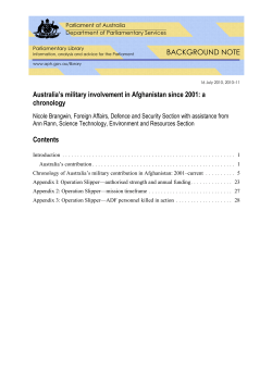 Australia`s military involvement in Afghanistan since 2001: a