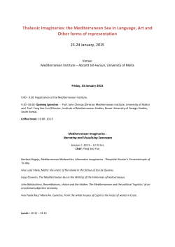 Thalassic Imaginaries: the Mediterranean Sea in Language, Art and