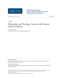Philosophy and Theology: Notes on the Human Embryo Debates