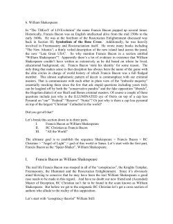 I. Francis Bacon as William Shakespeare