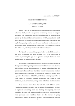 Law 13/1989, of 26 May. Credit co-operatives