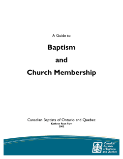 Baptism and Church Membership - Canadian Baptists of Ontario