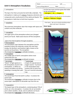 Unit 4: Atmosphere Vocabulary