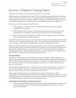 Summary of Session 4: Staying Present