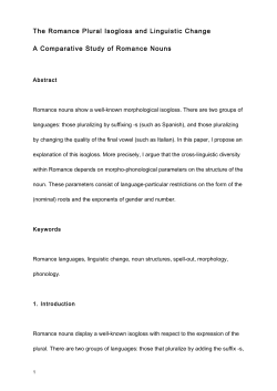 The Romance Plural Isogloss and Linguistic Change A Comparative
