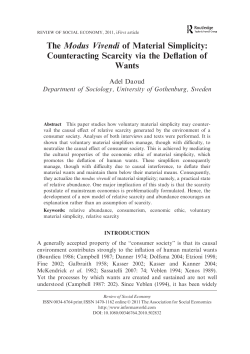 The Modus Vivendi of Material Simplicity: Counteracting Scarcity via